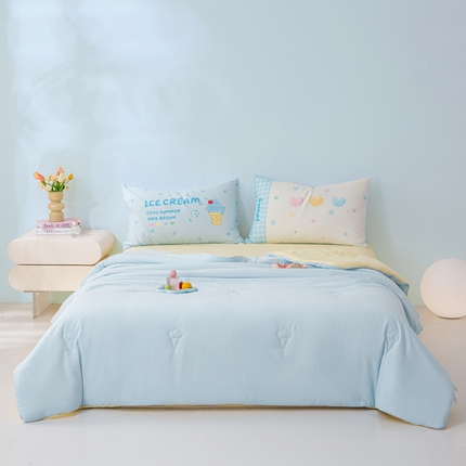 康纳利 2025新款冰淇淋凉感夏被四件套 心动蓝