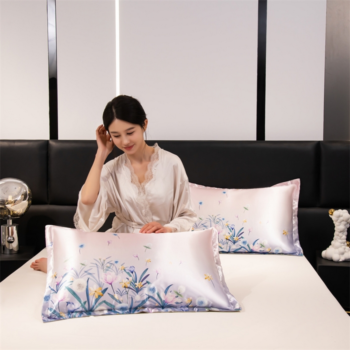 91家纺网 家纺一手货源 找家纺 梦舒羽 2025新款可水洗冰丝卡通枕套宿舍48x74cm单人凉爽枕头套 迷雾