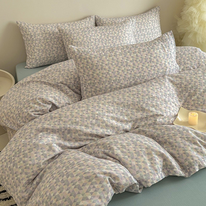 91家纺网 家纺一手货源 找家纺 塞纳 2026新款.全棉有氧双层纱四件套-场景二-赛琳娜-兰