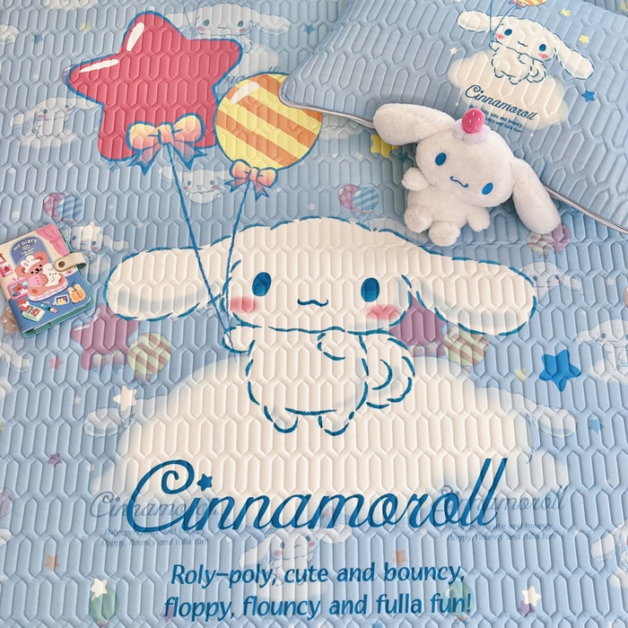 91家纺网 家纺一手货源 找家纺 金爱家 2025新款正版三丽鸥凉感乳胶凉席 气球玉桂狗