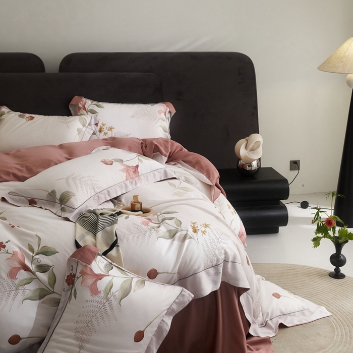 91家纺网 家纺一手货源 找家纺 金奇达2025新款【盛夏流年】-茧养莱赛尔四件套（标准号全网控价（折后券后）不低于258元） 艾诺丝粉