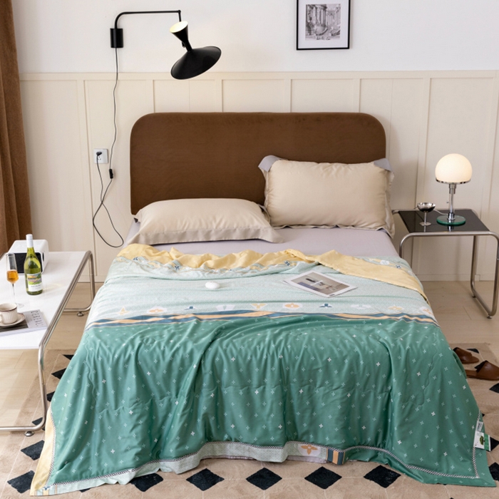 91家纺网 家纺一手货源 找家纺 棉生活家纺 2025新款春夏莫代尔天丝夏被 戴斯绿