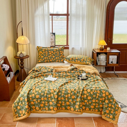 91家纺网 家纺一手货源 找家纺 （总）欢乐季  2025新款A类抗菌双层纱大豆夏凉被空调被夏被四件套