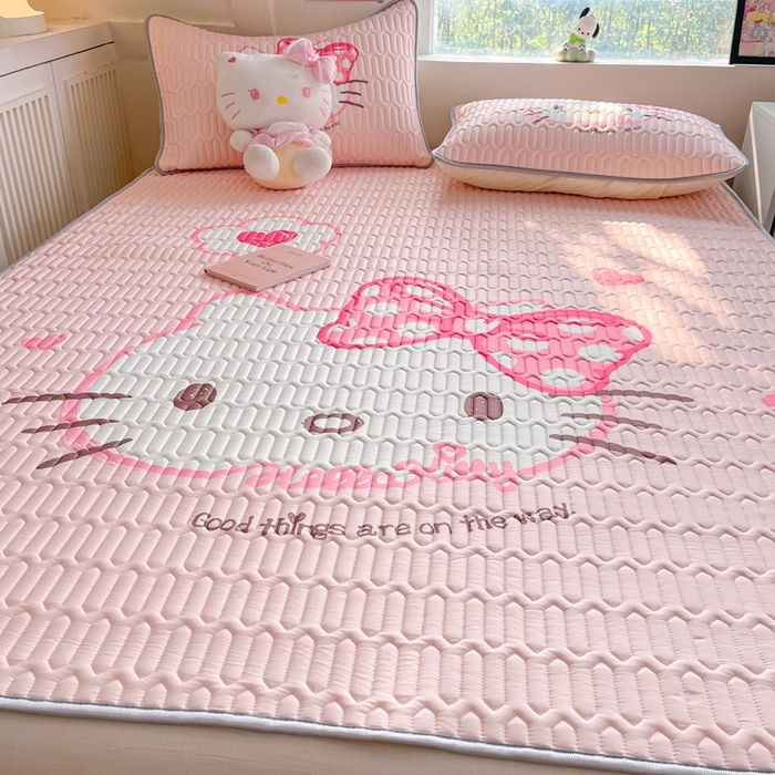 91家纺网 家纺一手货源 找家纺 金爱家 2025新款正版三丽鸥凉感乳胶凉席 粉梦kt