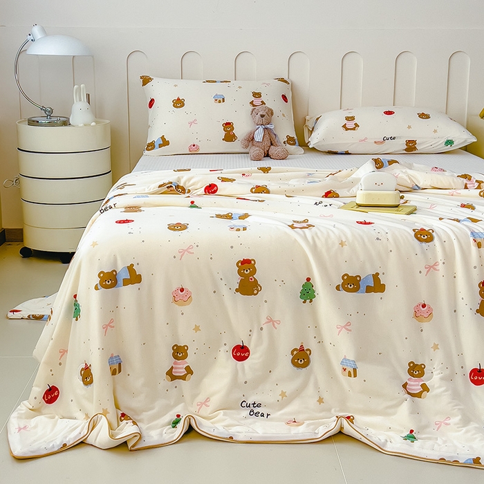 91家纺网 家纺一手货源 找家纺 2025新款A类小清新针织棉夏凉被 欢乐派对