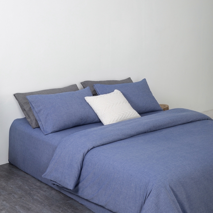 91家纺网 家纺一手货源 找家纺 玖弘家居 2025新款水洗棉单被套 牛仔蓝