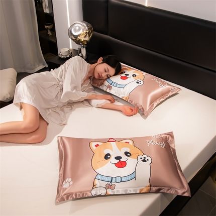 91家纺网 家纺一手货源 找家纺 （总）梦舒羽 2025新款可水洗冰丝卡通枕套宿舍48x74cm单人凉爽枕头套