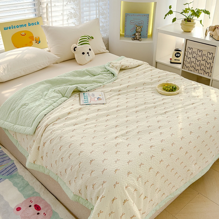 91家纺网 家纺一手货源 找家纺 （总）2025新款A类印花泡泡纱大豆夏凉被被子被芯