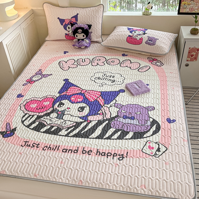 91家纺网 家纺一手货源 找家纺 金爱家 2025新款正版三丽鸥凉感乳胶凉席 贪玩库洛米