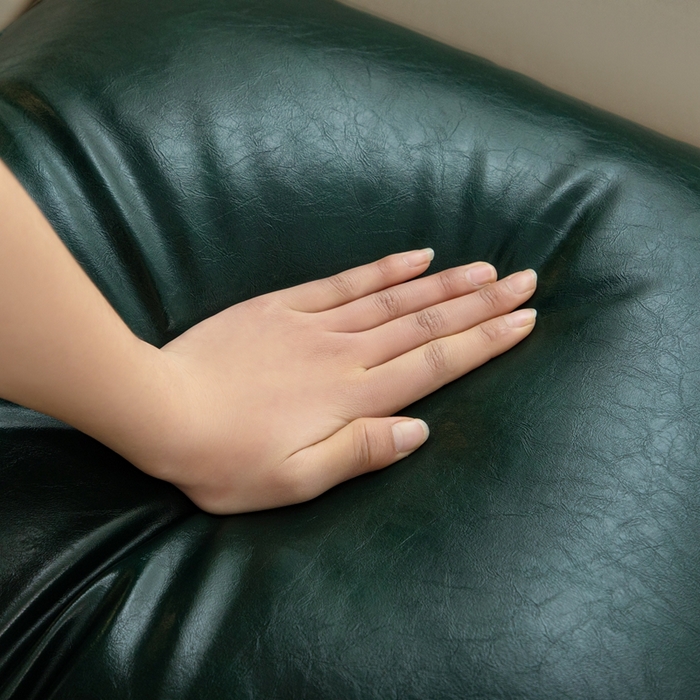 91家纺网 家纺一手货源 找家纺 沐沐家纺 2026新品油蜡皮靠背 墨绿色