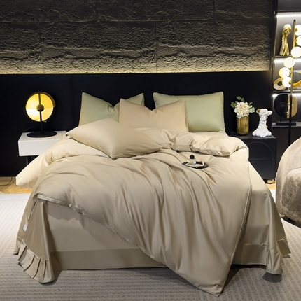 91家纺网 家纺一手货源 找家纺 （总）氧家2025新款60支全棉贡缎纯色四件套