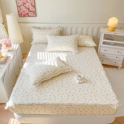 麒豆豆 2025新款天丝印花床笠 春芽