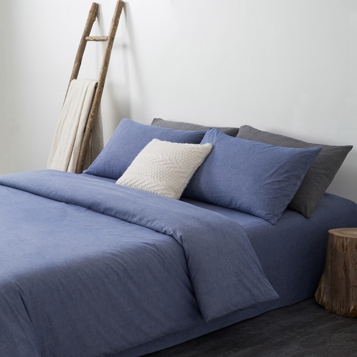 91家纺网 家纺一手货源 找家纺 玖弘家居 2025新款水洗棉单被套 牛仔蓝
