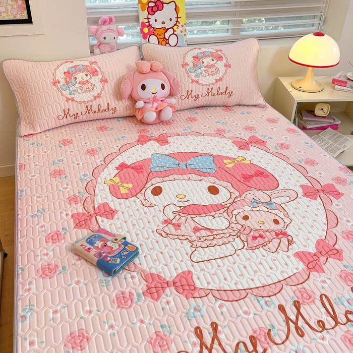 91家纺网 家纺一手货源 找家纺 金爱家 2025新款正版三丽鸥凉感乳胶凉席 花花美乐蒂