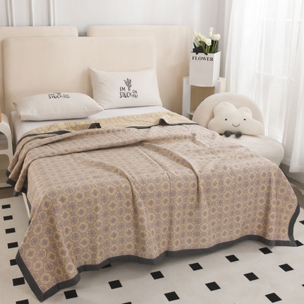 鸣升家纺 2025新款a类全棉三层纱多功能毛巾被盖毯床单夏被空调被 圈圈紫