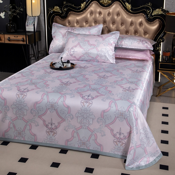 91家纺网 家纺一手货源 找家纺 肖恩毯业 2025新款印花斜纹冰丝席三件套 月落星沉