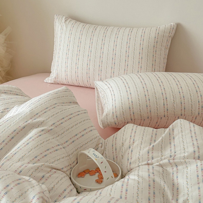 91家纺网 家纺一手货源 找家纺 塞纳 2026新款.全棉有氧双层纱四件套-场景二-绛妍-米