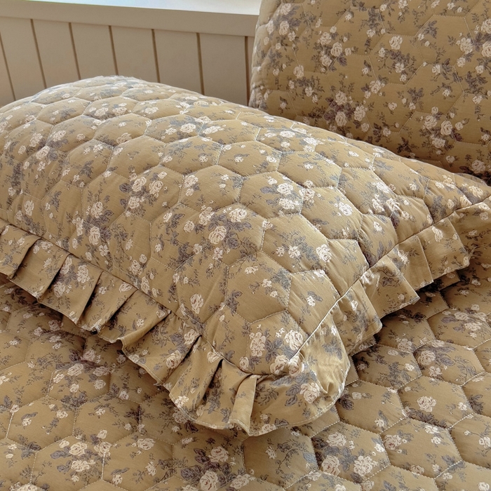 91家纺网 家纺一手货源 找家纺 情煊家纺 2025新款全棉印花小清新夹棉枕套 茶野