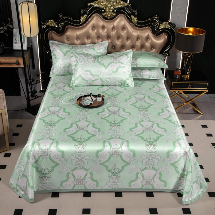 91家纺网 家纺一手货源 找家纺 肖恩毯业 2025新款印花斜纹冰丝席三件套 浅草未央