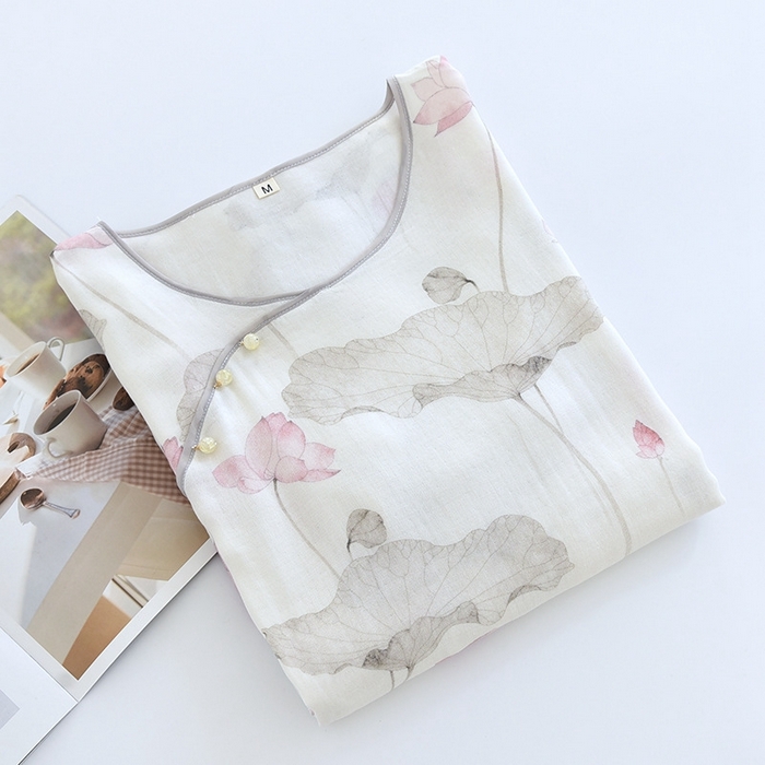 91家纺网 家纺一手货源 找家纺 洛兰沙家居馆【只代发】【只代发】 2025新款国风竹纤维鸟语花香春夏女睡衣大码长袖长裤自带凉感休闲套装 ls1310