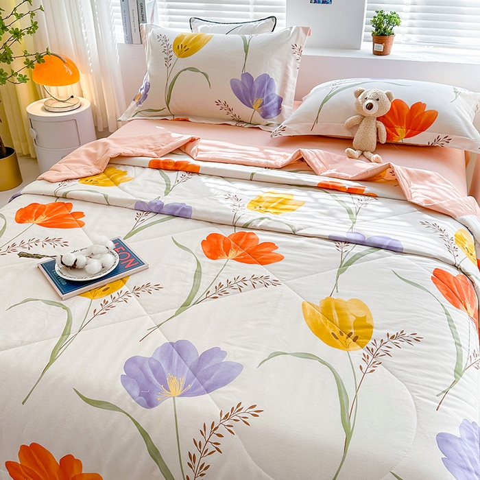 91家纺网 家纺一手货源 找家纺 欧夏家纺 2025新款里外全棉印花夏被100%新疆棉花 阑珊