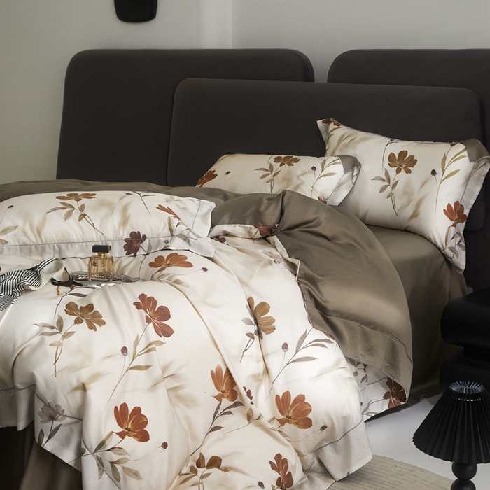 91家纺网 家纺一手货源 找家纺 金奇达2025新款【盛夏流年】-茧养莱赛尔四件套（标准号全网控价（折后券后）不低于258元） 幽兰寻香