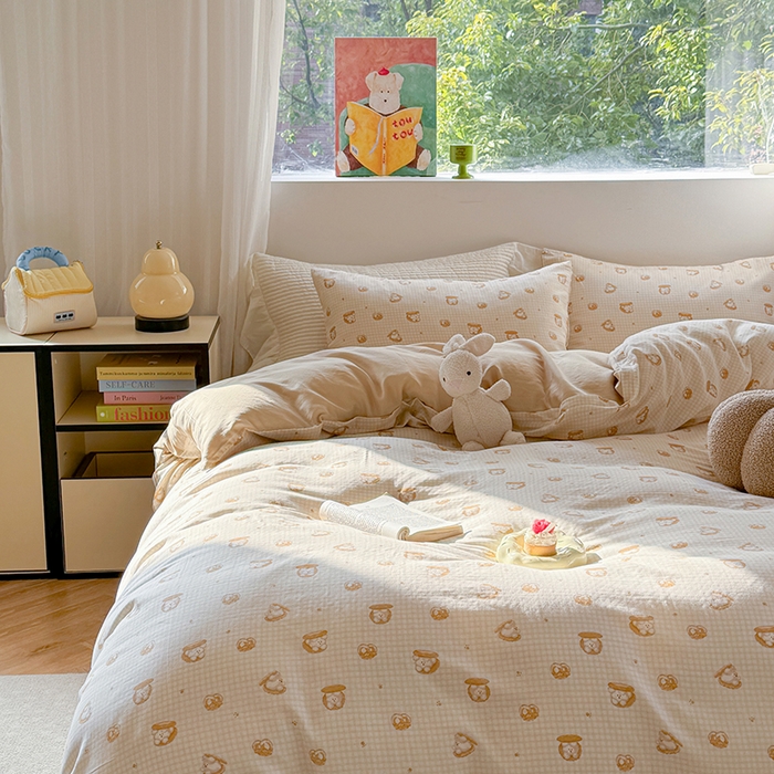 91家纺网 家纺一手货源 找家纺 （总）2025新款全棉有氧双层纱四件套-卡通系列