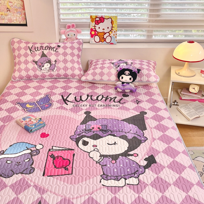 91家纺网 家纺一手货源 找家纺 金爱家 2025新款正版三丽鸥凉感乳胶凉席 晚安库洛米