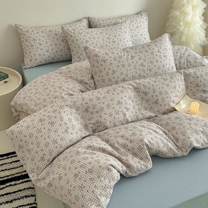 91家纺网 家纺一手货源 找家纺 塞纳 2026新款.全棉有氧双层纱四件套-场景二-倩影-兰