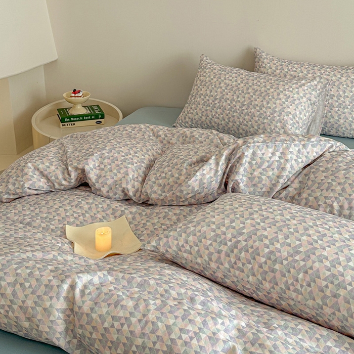 91家纺网 家纺一手货源 找家纺 塞纳 2026新款.全棉有氧双层纱四件套-场景二-赛琳娜-兰