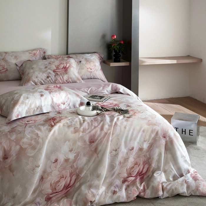 91家纺网 家纺一手货源 找家纺 金奇达2025新款【艺术花卉】-茧养莱赛尔四件套（标准号全网控价（折后券后）不低于228元） 丽娜