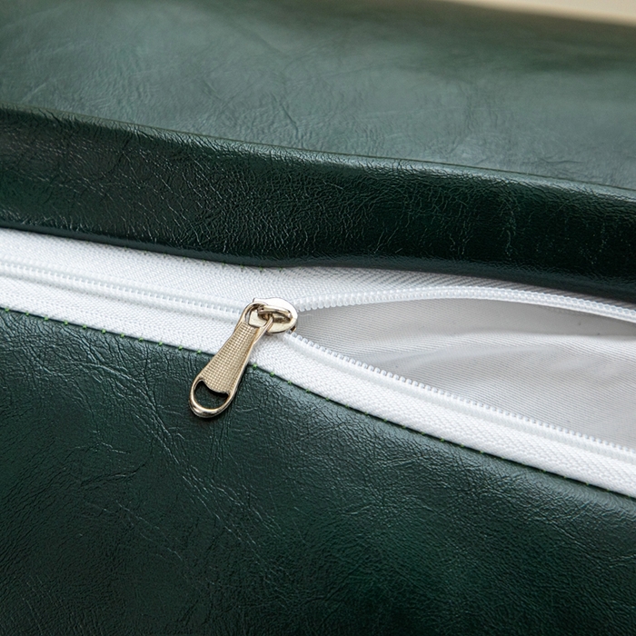 91家纺网 家纺一手货源 找家纺 沐沐家纺 2026新品油蜡皮靠背 墨绿色