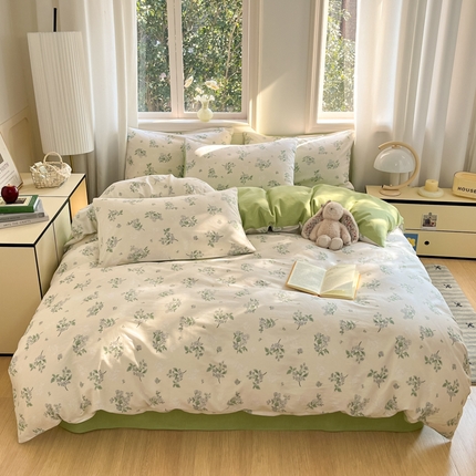 91家纺网 家纺一手货源 找家纺 寐眠 2025新款A类全棉印花四件套 秋实