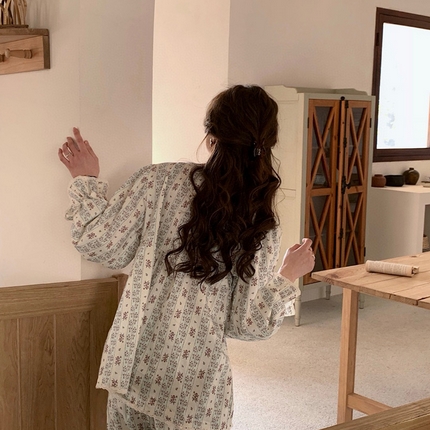 （总）妍景家居生活馆 2025新款韩系25020蕾丝碎花套装