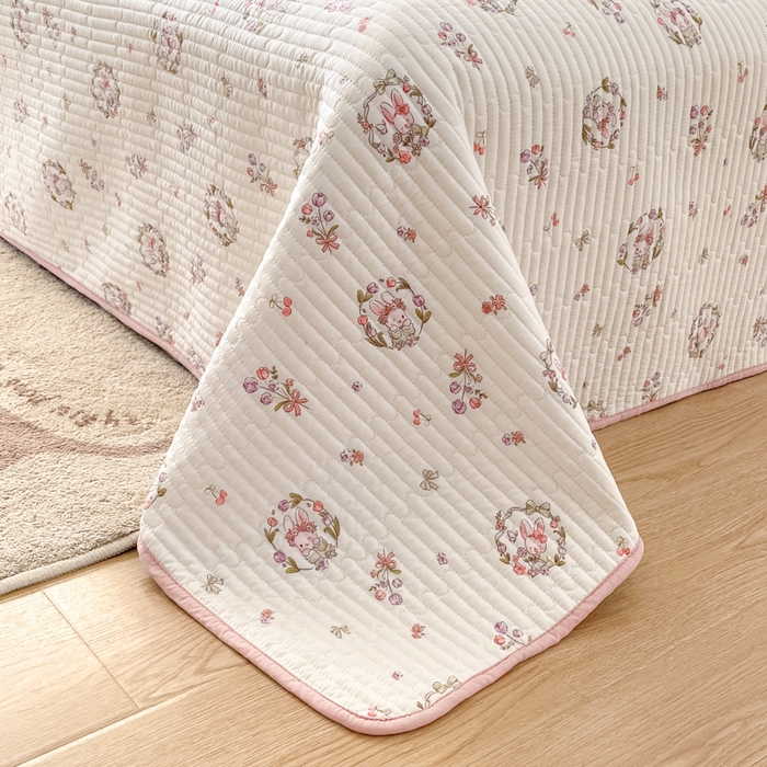 91家纺网 家纺一手货源 找家纺 857家居 2025新款针织双层纱床盖三件套 梦乐