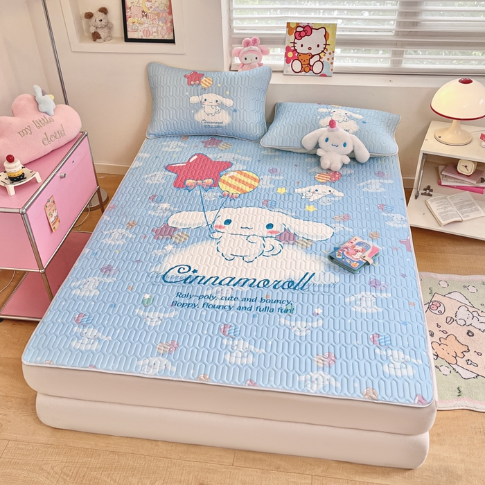 91家纺网 家纺一手货源 找家纺 金爱家 2025新款正版三丽鸥凉感乳胶凉席 气球玉桂狗