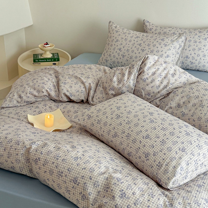 91家纺网 家纺一手货源 找家纺 塞纳 2026新款.全棉有氧双层纱四件套-场景二-倩影-兰