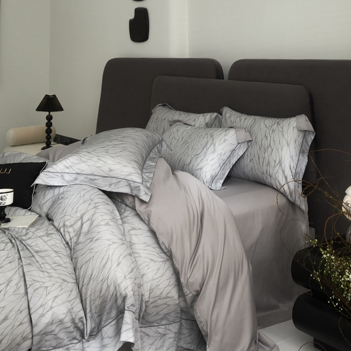 91家纺网 家纺一手货源 找家纺 金奇达2025新款【盛夏流年】-茧养莱赛尔四件套（标准号全网控价（折后券后）不低于258元） 梵高-洛根灰