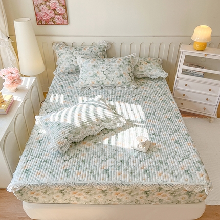 麒豆豆 2025新款天丝印花床笠 游花间