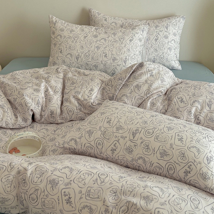 91家纺网 家纺一手货源 找家纺 塞纳 2026新款.全棉有氧双层纱四件套-场景二-浪漫主义-兰