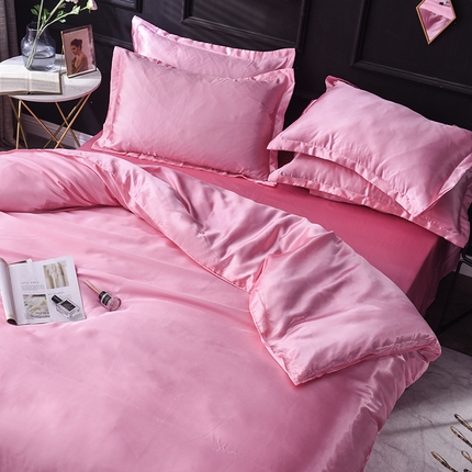 91家纺网 家纺一手货源 找家纺 经年 2025年特价款丝绸水洗冰丝四件套-四件套 直播爆款 粉色