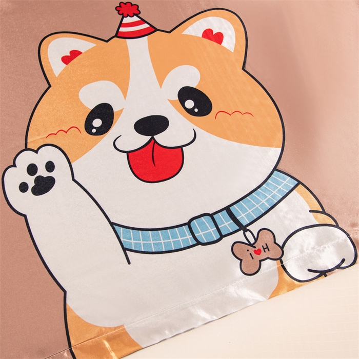 91家纺网 家纺一手货源 找家纺 圣比熊 2025新款可水洗冰丝卡通枕套宿舍48x74cm单人凉爽枕头套 可爱汪