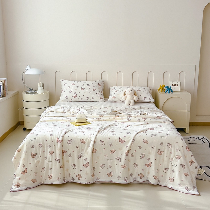 91家纺网 家纺一手货源 找家纺 2025新款A类小清新针织棉夏凉被 小芙贝拉