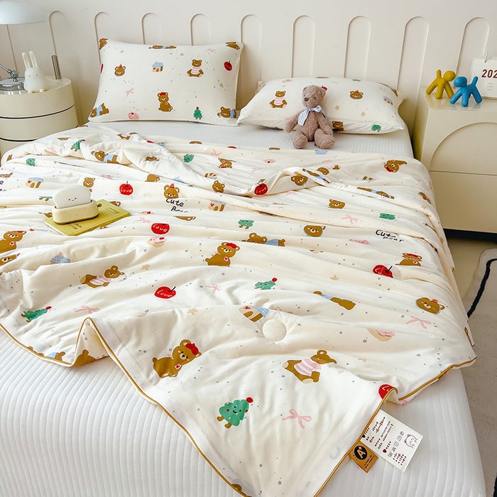 91家纺网 家纺一手货源 找家纺 2025新款A类小清新针织棉夏凉被 欢乐派对