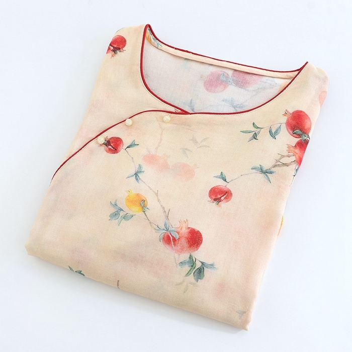 91家纺网 家纺一手货源 找家纺 洛兰沙家居馆【只代发】【只代发】 2025新款国风竹纤维鸟语花香春夏女睡衣大码长袖长裤自带凉感休闲套装 ls1307