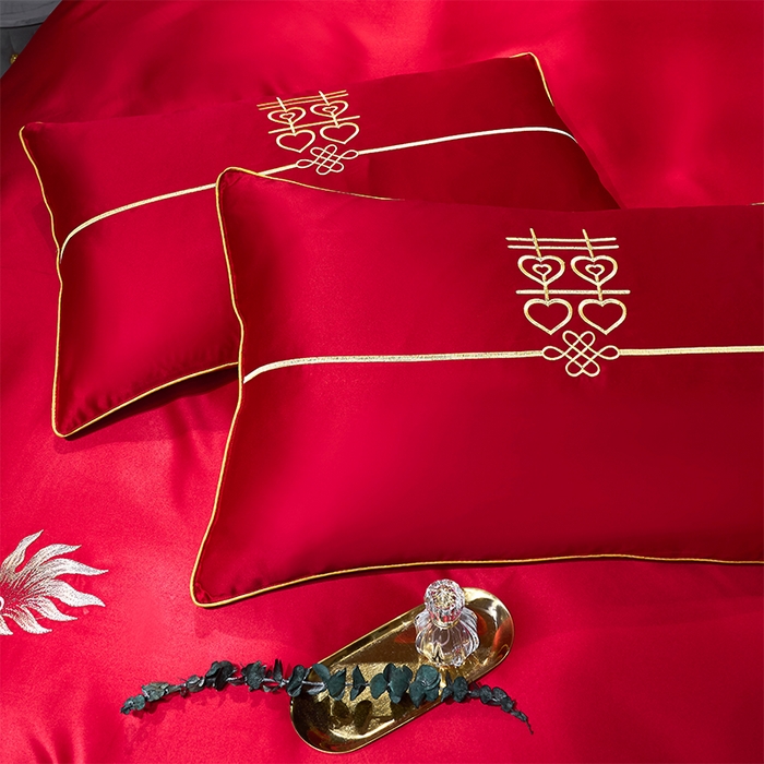 91家纺网 家纺一手货源 找家纺 甜咪咪婚庆 2025新款纯棉全棉面料刺绣结婚 婚庆 四件套 多件套  小红书推荐热款 龙凤添喜