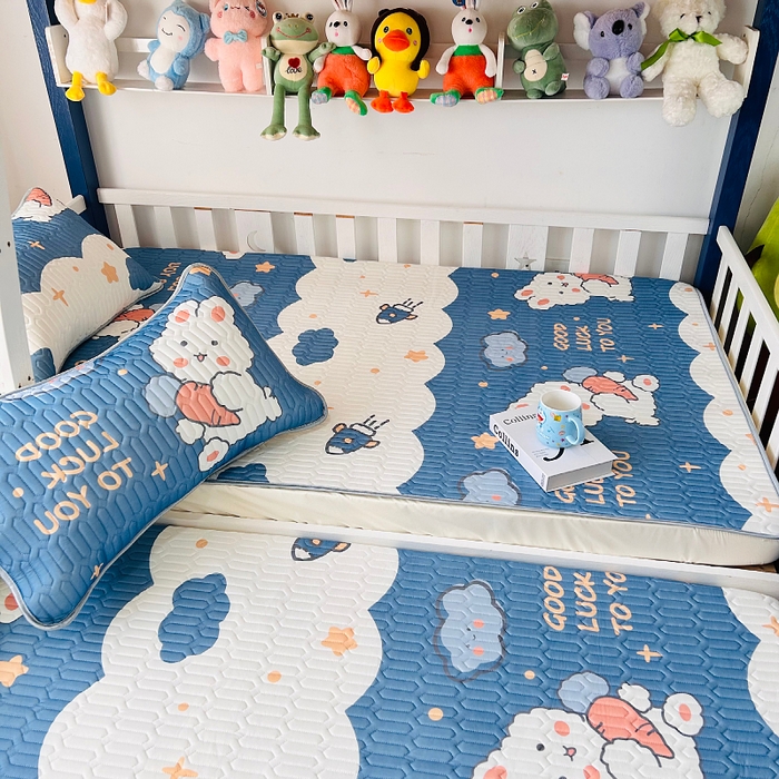 91家纺网 家纺一手货源 找家纺 小虾米 2025乳胶凉席上下床床笠 快乐宝贝