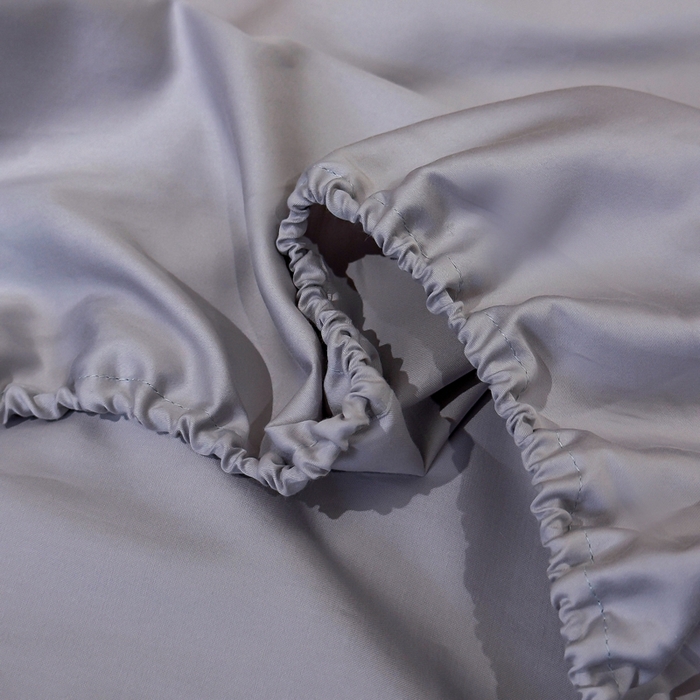 91家纺网 家纺一手货源 找家纺 氧家2025新款60支全棉贡缎纯色四件套 高级灰