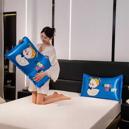 梦舒羽 2025新款可水洗冰丝卡通枕套宿舍48x74cm单人凉爽枕头套 萌小鸭