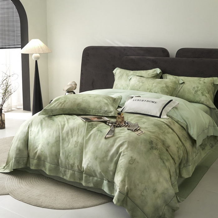 91家纺网 家纺一手货源 找家纺 金奇达2025新款【盛夏流年】-茧养莱赛尔四件套（标准号全网控价（折后券后）不低于258元） 墨尔本-飘飘绿